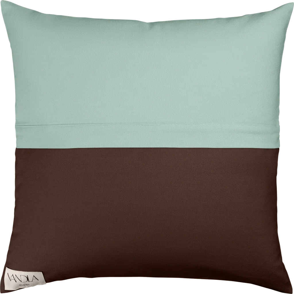 Modulare Kissenhülle Farbkombinationen mit Mint in Mint+Schoko Grün+Braun von Vandla design Größe 50x50 cm