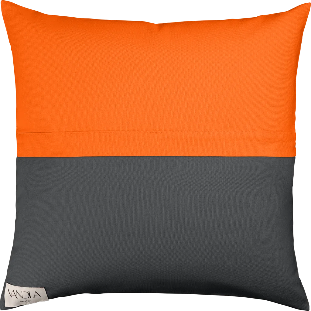 Modulare Kissenhülle Farbkombinationen mit Orange in Orange+Anthrazit Orange+Grau von Vandla design Größe 50x50 cm