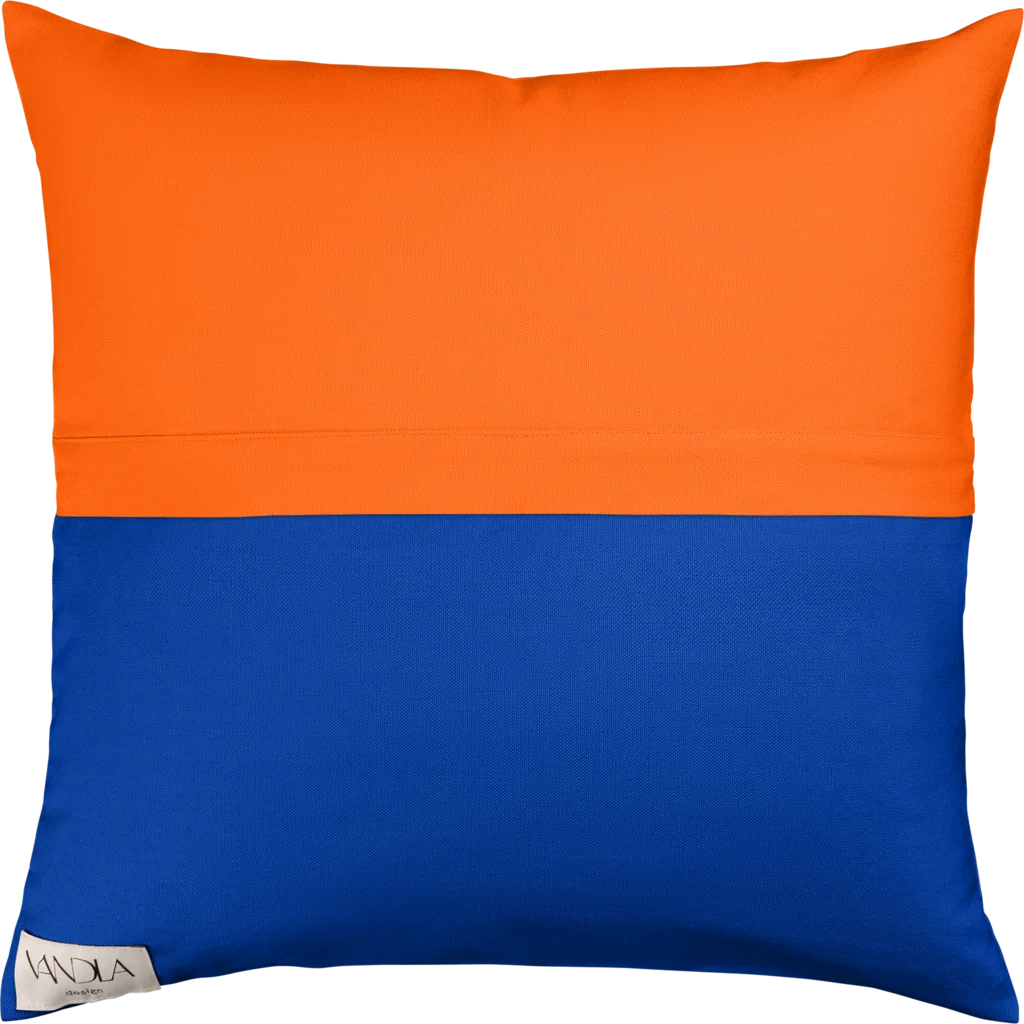 Modulare Kissenhülle Farbkombinationen mit Orange in Orange+Kobalt Orange+Blau von Vandla design Größe 40x40 cm