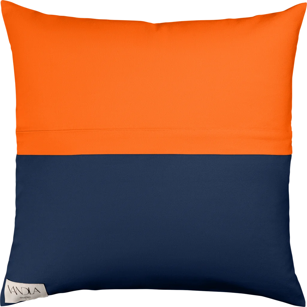 Modulare Kissenhülle Farbkombinationen mit Orange in Orange+Marine Orange+Blau von Vandla design Größe 40x40 cm