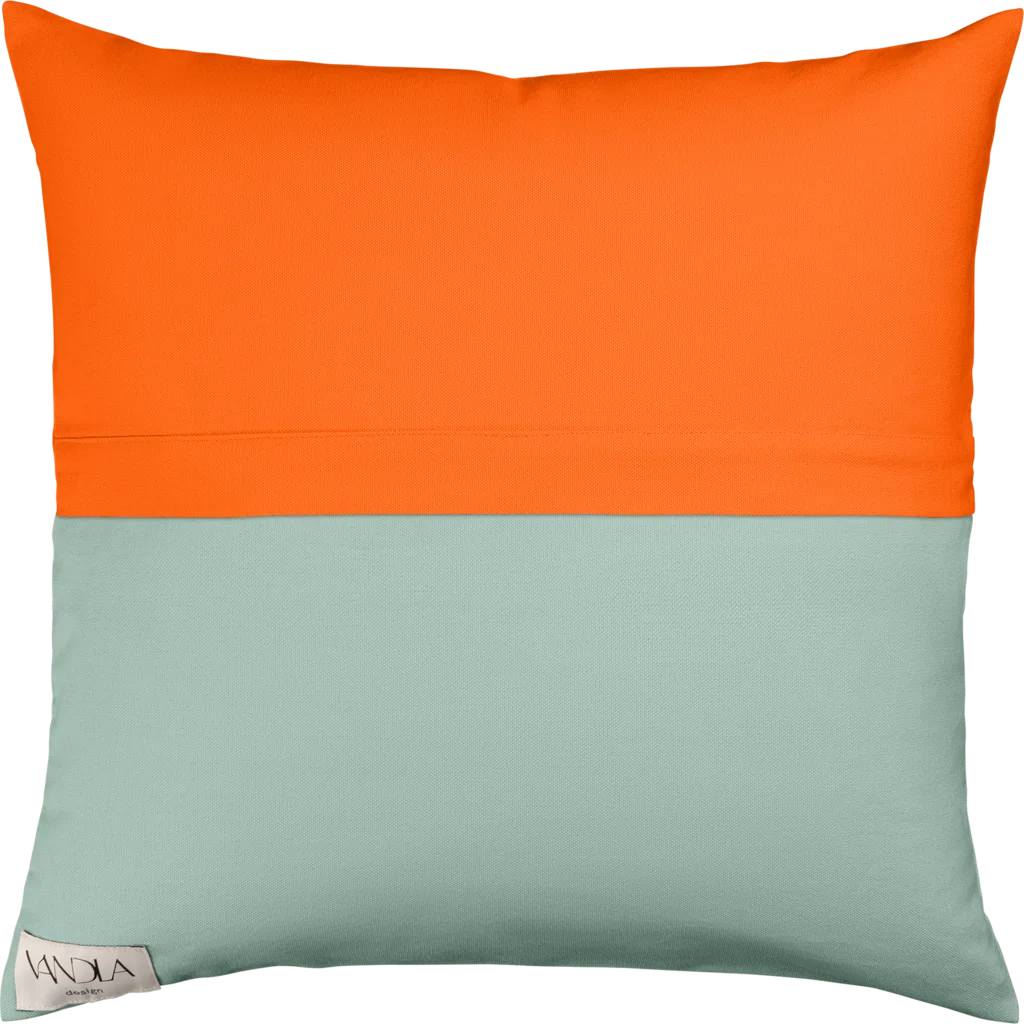 Modulare Kissenhülle Farbkombinationen mit Orange in Orange+Mint Orange+Grün von Vandla design Größe 40x40 cm