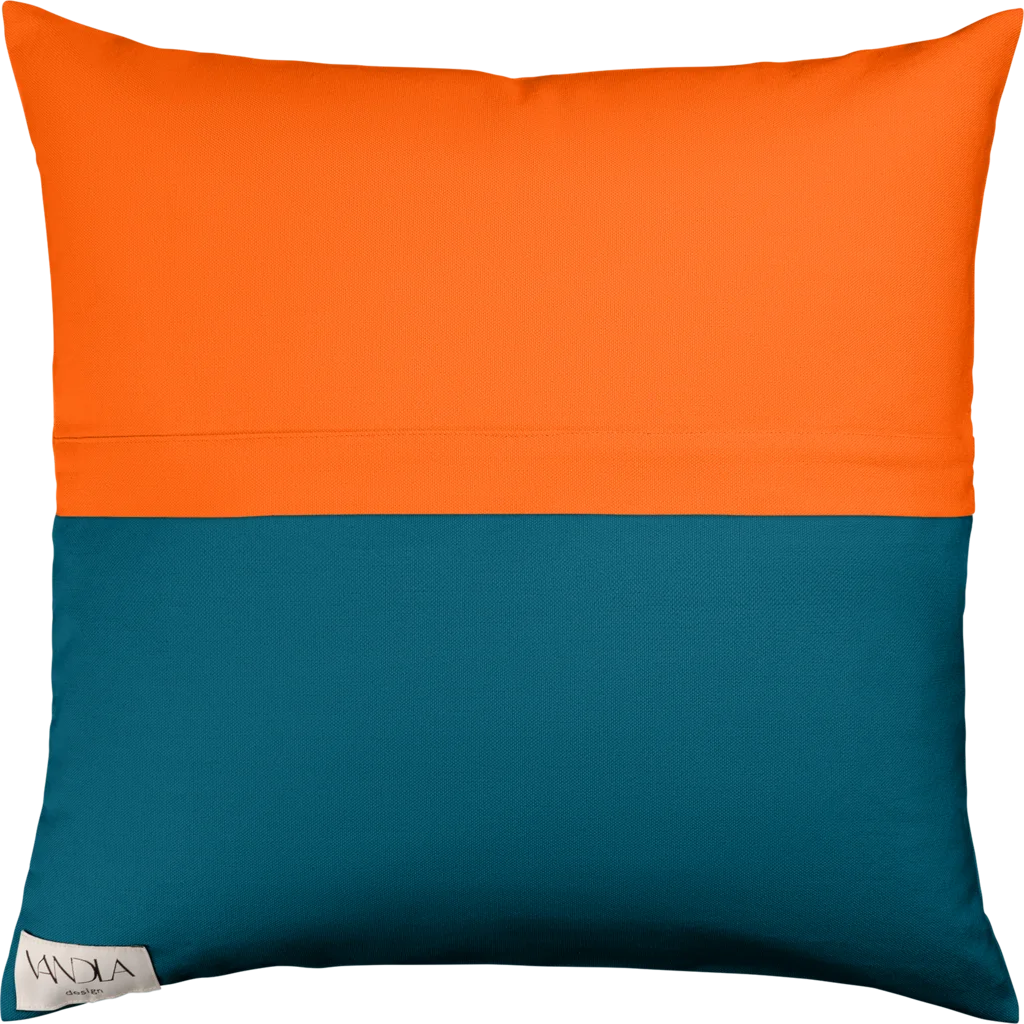 Modulare Kissenhülle Farbkombinationen mit Orange in Orange+Petrol Orange+Blau von Vandla design Größe 40x40 cm