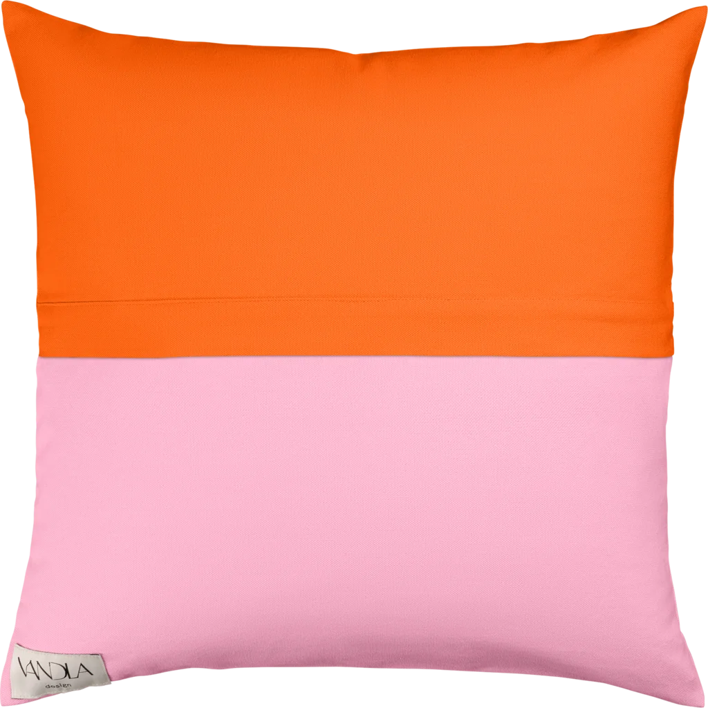 Modulare Kissenhülle Farbkombinationen mit Orange in Orange+Pink von Vandla design Größe 40x40 cm