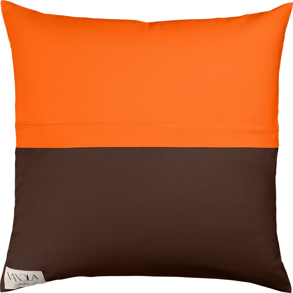 Modulare Kissenhülle Farbkombinationen mit Orange in Orange+Schoko Orange+Braun von Vandla design Größe 40x40 cm