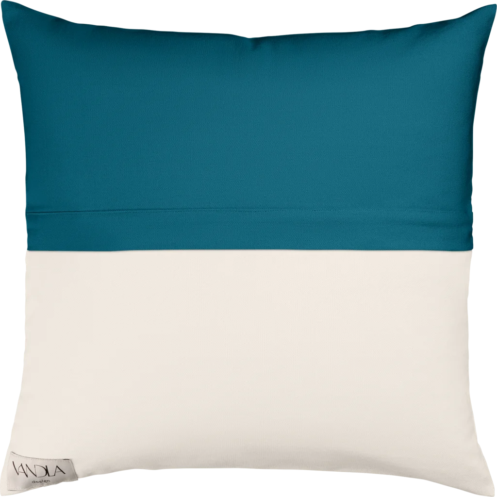 Modulare Kissenhülle Farbkombinationen mit Petrol in Petrol+Creme Blau+Creme von Vandla design Größe 50x50 cm