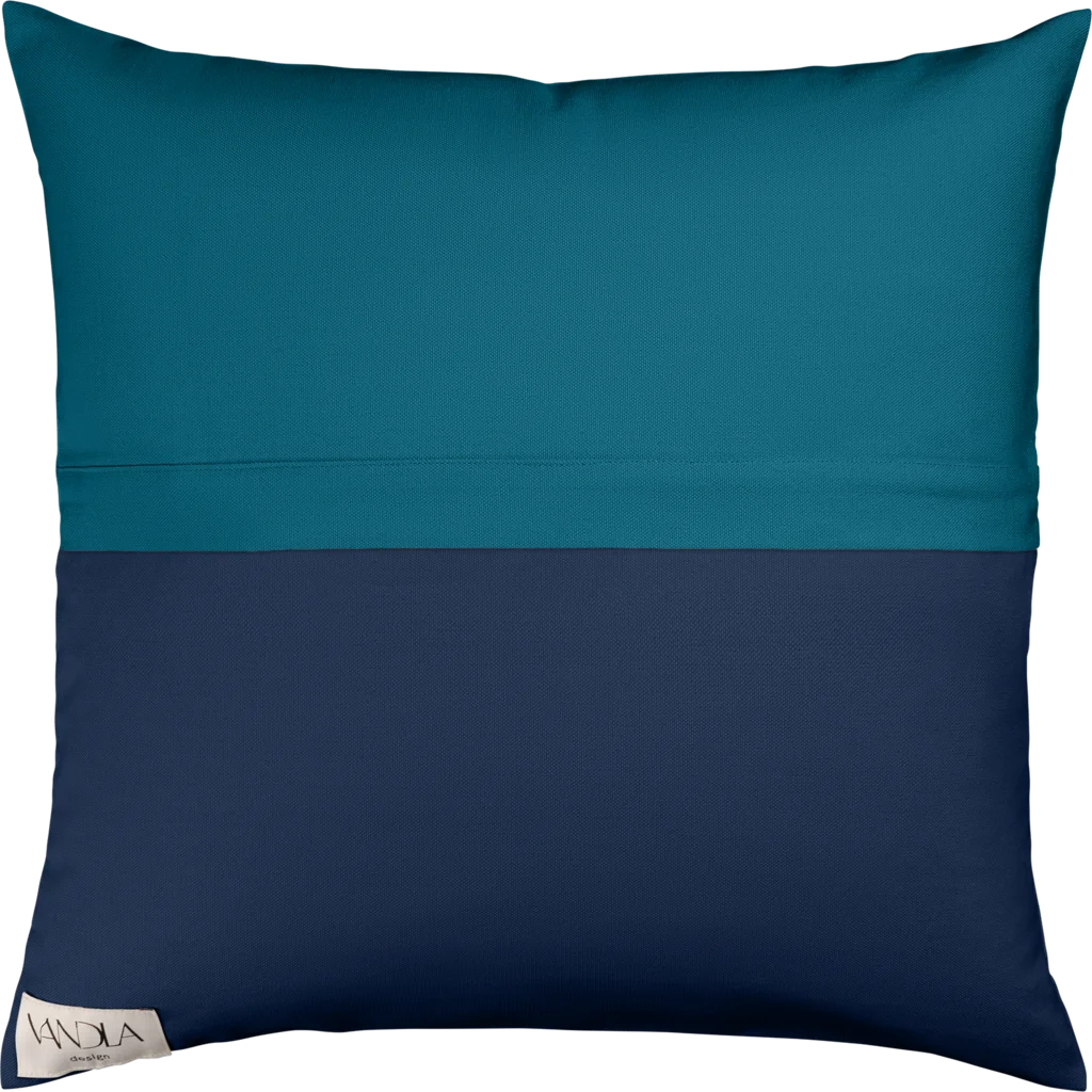 Modulare Kissenhülle Farbkombinationen mit Petrol in Petrol+Marine Blau+Blau von Vandla design Größe 40x40 cm