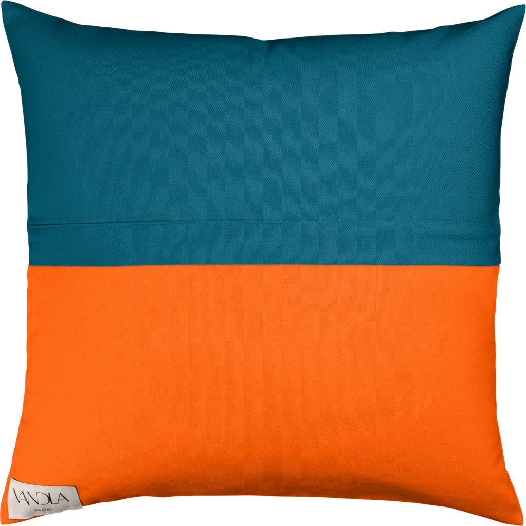 Modulare Kissenhülle Farbkombinationen mit Petrol in Petrol+Orange Blau+Orange von Vandla design Größe 40x40 cm