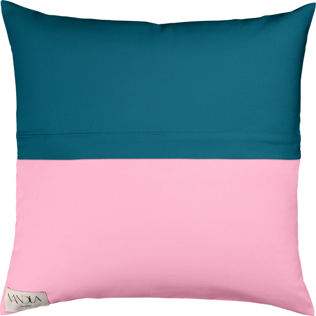 Modulare Kissenhülle Farbkombinationen mit Petrol in Petrol+Pink Blau+Pink von Vandla design Größe 40x40 cm