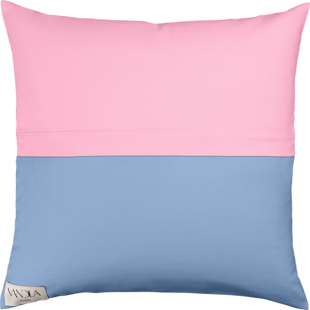 Modulare Kissenhülle Farbkombinationen mit Pink in Pink+Jeansblau Pink+Blau von Vandla design Größe 40x40 cm