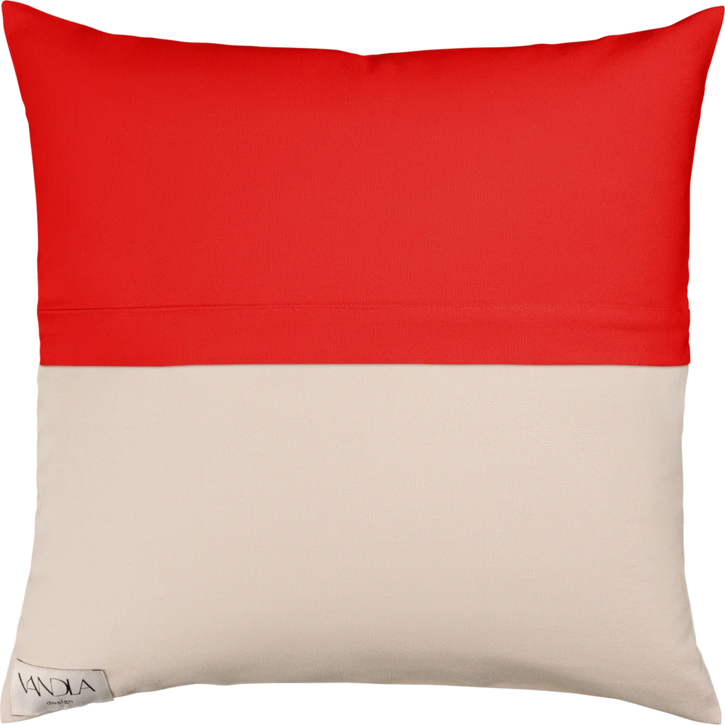 Modulare Kissenhülle Farbkombinationen mit Rot in Rot+Beige von Vandla design Größe 40x40 cm