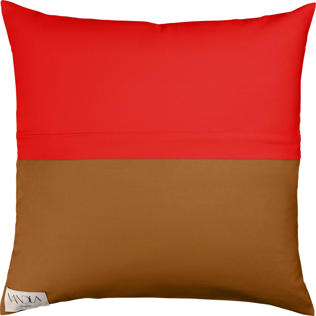 Modulare Kissenhülle Farbkombinationen mit Rot in Rot+Hellbraun Rot+Braun von Vandla design Größe 40x40 cm