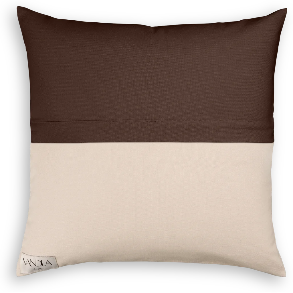 Modulare Kissenhülle Farbkombinationen mit Schoko in Schoko+Beige Braun+Beige von Vandla design Größe 40x40 cm