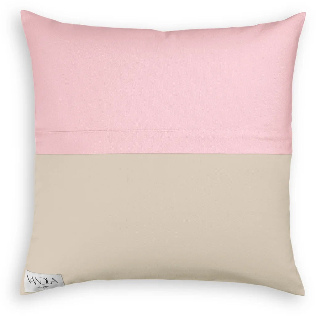 Modulare Kissenhülle Farbkombinationen mit Zartrosa in Zartrosa+Beige Rosa+Beige von Vandla design Größe 40x40 cm