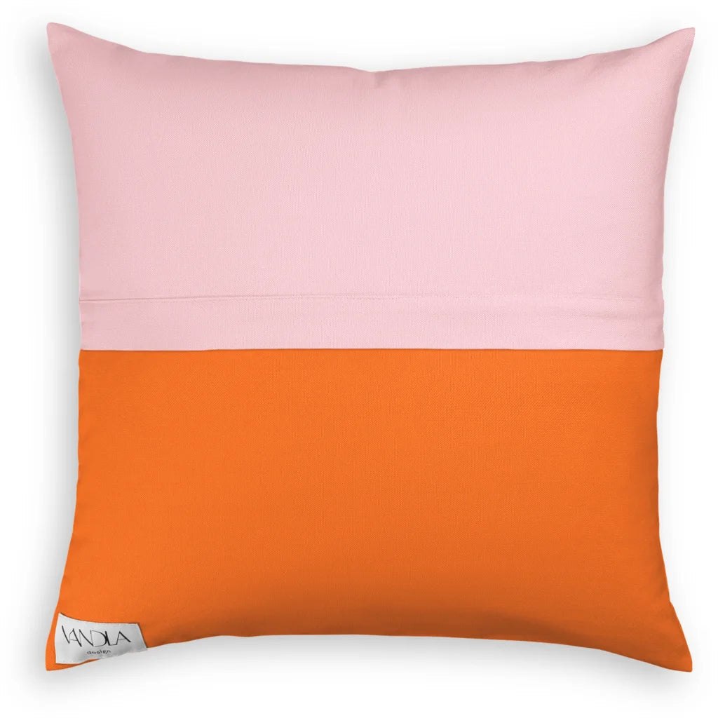 Modulare Kissenhülle Farbkombinationen mit Zartrosa in Zartrosa+Orange Rosa+Orange von Vandla design Größe 40x40 cm