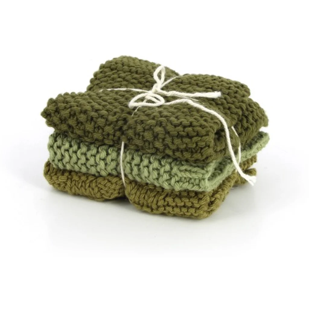 Spüllappen 3er-Set in Khaki+Hellgrün+Olive Grün+Grün+Grün von GLOBO Größe 20x20 cm